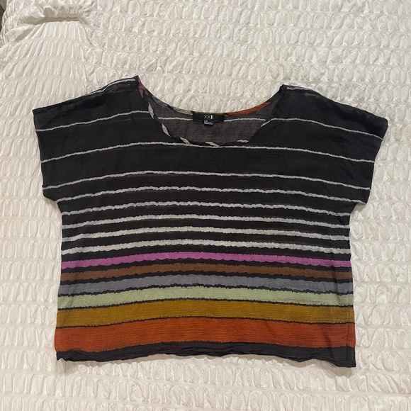 🌟 Forever 21 Sheer Black & Multicolor Blouse – Size L – Flowy Lightweight Top - Picture 4 of 7